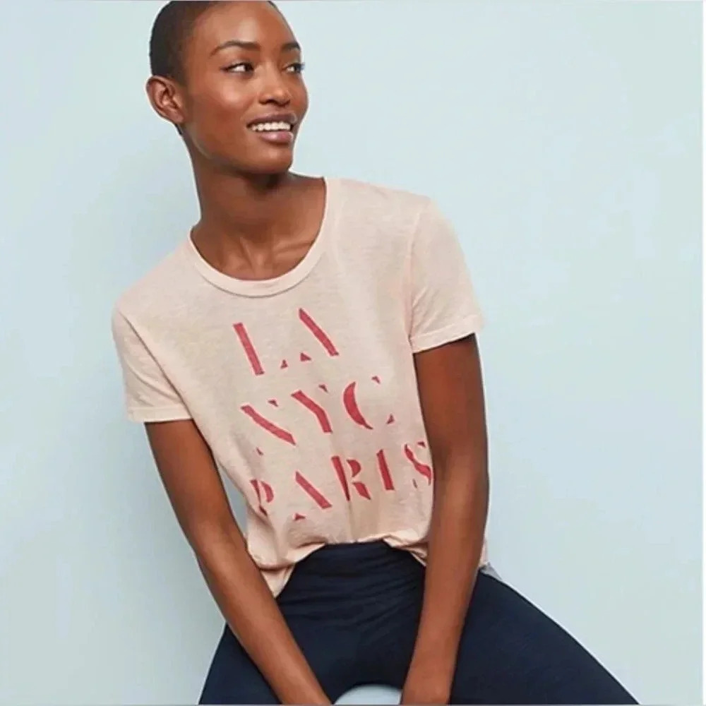 Anthropologie Sundry Pink City Slub Tshirt Size 3 (L)